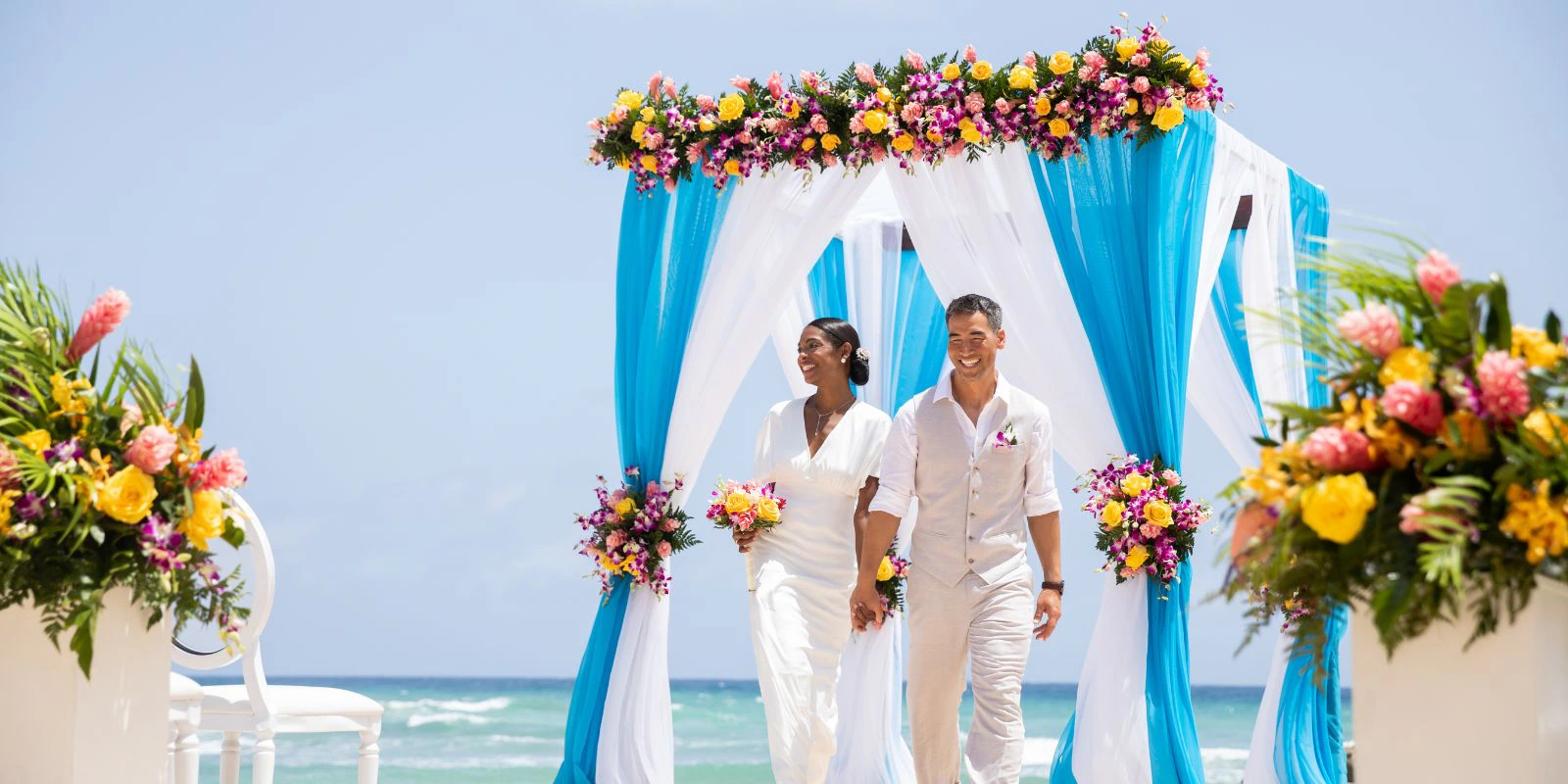 Beach wedding ceremony setup on the shoreline at Hyatt Zilara Rose Hall