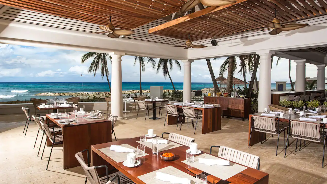 Blue Grill at CalypZo at Hyatt Zilara Rose Hall featuring open-air beachfront dining, grilled specialties, and Caribbean ocean views.