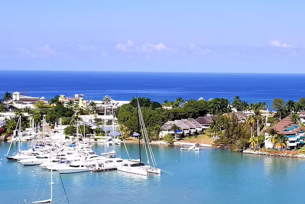 Freeport Peninsula near Hyatt Zilara Rose Hall in Montego Bay, featuring waterfront views, marina attractions, and scenic Caribbean surroundings