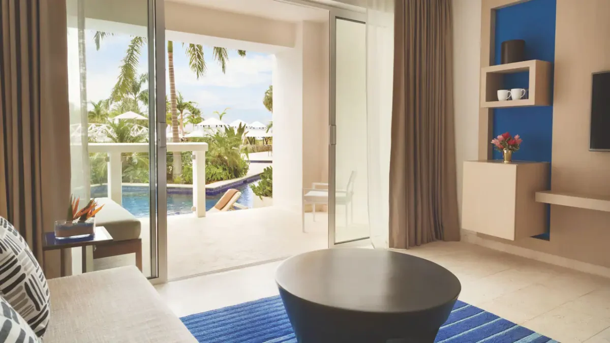 Swim-Up Junior Suite Double with direct pool access and private terrace at Hyatt Zilara Rose Hall.