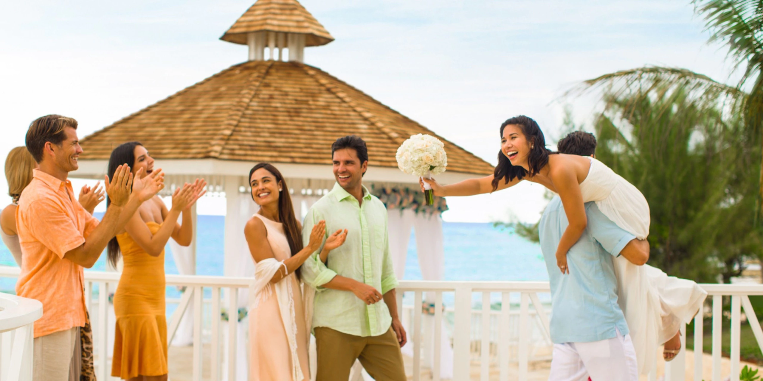 Wedding gazebo ceremony setup overlooking the ocean at Hyatt Zilara Rose Hall